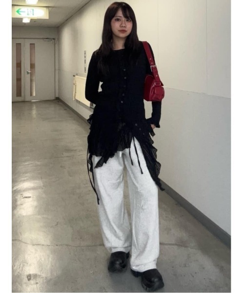 SLY(スライ)の「FRONT FRILL KNIT TOPS フロントフリル ニット トップス 秋服 冬服(ニット/セーター・レディース・オレンジ/ブラック/杢グレー・FREE)」の17枚目の写真