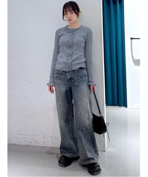 SLY(スライ)の「FRONT FRILL KNIT TOPS フロントフリル ニット トップス 秋服 冬服(ニット/セーター・レディース・オレンジ/ブラック/杢グレー・FREE)」の18枚目の写真