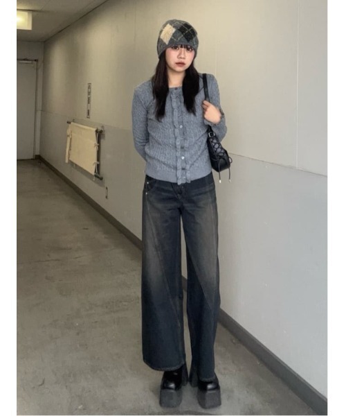 SLY(スライ)の「FRONT FRILL KNIT TOPS フロントフリル ニット トップス 秋服 冬服(ニット/セーター・レディース・オレンジ/ブラック/杢グレー・FREE)」の19枚目の写真