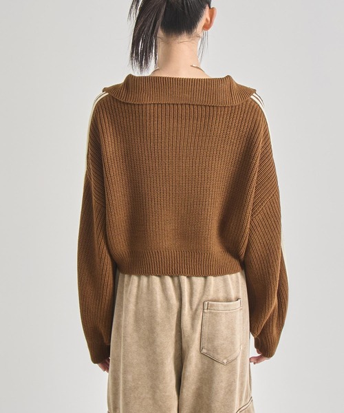 ANAP(アナップ)の「ハーフジップ ライン デザイン ニット トップス(ニット/セーター・レディース・ライトブルー/ブラウン/グレー・F)」の9枚目の写真