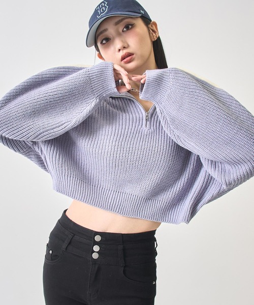 ANAP(アナップ)の「ハーフジップ ライン デザイン ニット トップス(ニット/セーター・レディース・ライトブルー/ブラウン/グレー・F)」の11枚目の写真