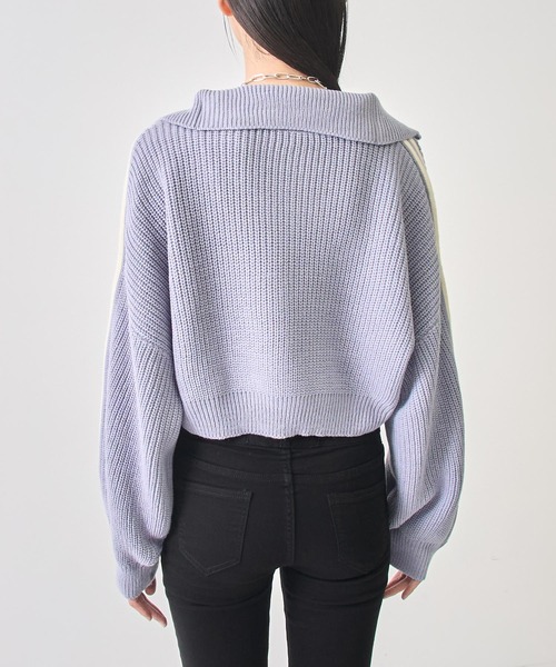 ANAP(アナップ)の「ハーフジップ ライン デザイン ニット トップス(ニット/セーター・レディース・ライトブルー/ブラウン/グレー・F)」の14枚目の写真