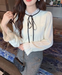 ＆soiree（アンドソワレ）の「裏起毛スタンドカラーリボンブラウス（シャツ/ブラウス）」