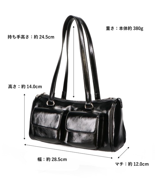 MISCH MASCH(ミッシュマッシュ)の「ダブルポケットボストンバッグ(ショルダーバッグ・レディース・ベージュ/ブラック・フリ-)」の10枚目の写真