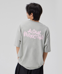 [ブラシグラフィティレタリングロゴ]コットンルーズフィット半袖Tシャツ_ダスティミント