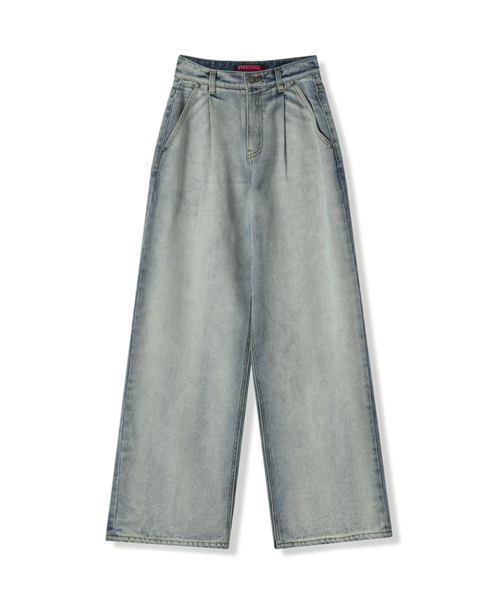 Vivacious（ビバシャス）の「Signature Pintuck Wide Pants INDIGO（デニムパンツ・レディース・インディゴブルー・SMALL/LARGE/MEDIUM）」の2枚目の写真