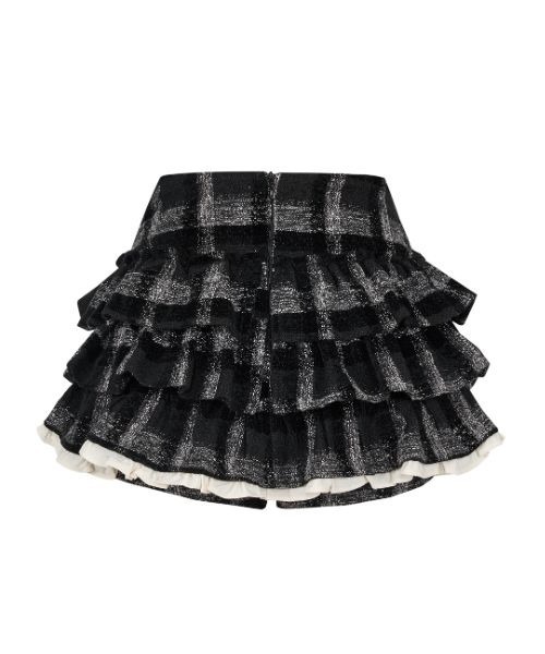ANDWANG フリル黒ミニスカート Charm Frill Culotte Mini Skirt