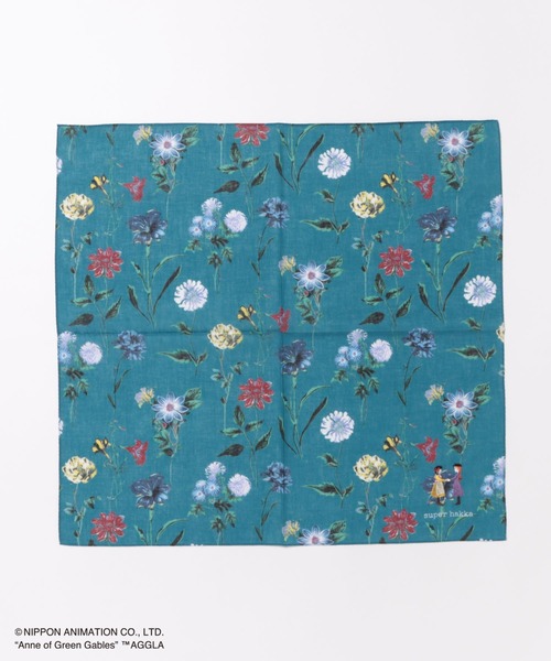 SUPER HAKKA（スーパーハッカ）の「SUPER　HAKKA×世界名作劇場　「赤毛のアン」綿花と心の友刺繍　フラワープリントスカーフ（バンダナ/スカーフ・レディース・ベージュ/グリーン・FREE）」の2枚目の写真