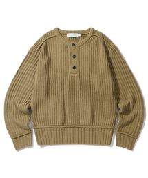 ノルディックウィーブヘンリーネックミリタリーニット[ベージュ]_SEKT038BEIGE