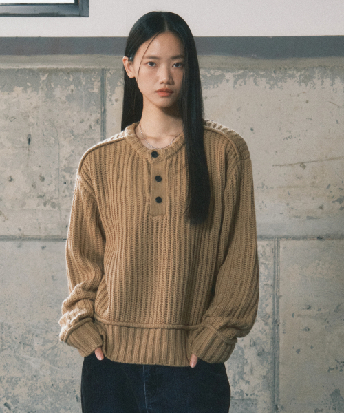SECONDMONO（セカンドモノローグ）の「ノルディックウィーブヘンリーネックミリタリーニット[ベージュ]_SEKT038BEIGE（ニット/セーター・レディース・その他・SMALL/MEDIUM/LARGE）」の3枚目の写真
