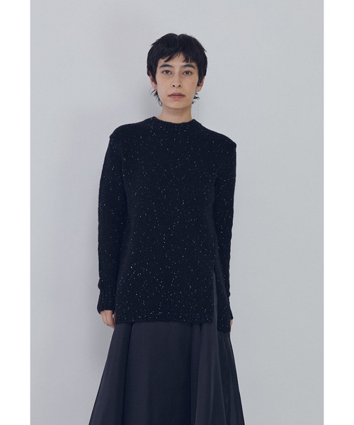 1er Arrondissement(プルミエアロンディスモン)の「ラメノットウールスリットニット(ニット/セーター・レディース・ブラック系その他3/オフホワイト・FREE)」の2枚目の写真