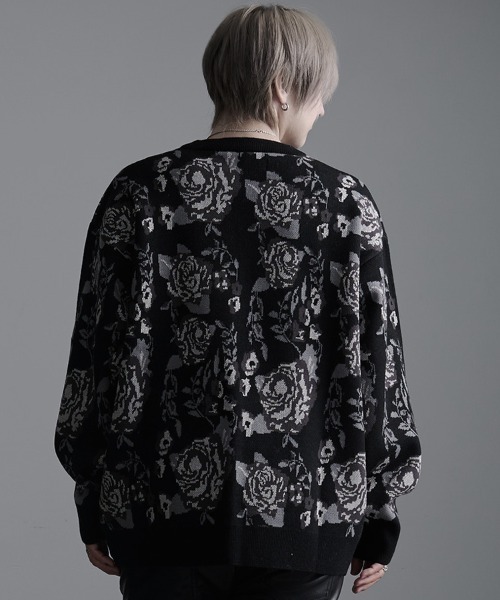SILVER BULLET(シルバーバレット)の「『CavariA/キャバリア』12Gラメ使い総柄ジャガードルーズクルー(Tシャツ/カットソー・メンズ・ブラック/ホワイト・L/M)」の15枚目の写真