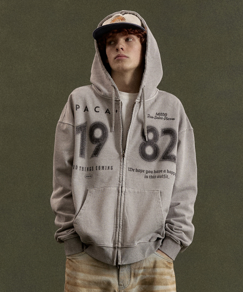 1982 Vintage Uniform hoodie zip up gray — винтажная худи‑куртка с молнией, серая