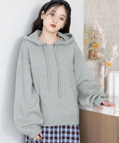 RAGEBLUE（レイジブルー）の「コクーンニットパーカー（ニット/セーター・レディース・ピンク/ブラック/グレー・FREE）」の3枚目の写真