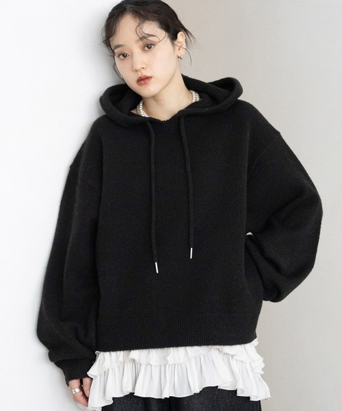 RAGEBLUE（レイジブルー）の「コクーンニットパーカー（ニット/セーター・レディース・ピンク/ブラック/グレー・FREE）」の2枚目の写真