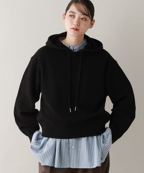 RAGEBLUE（レイジブルー）の「コクーンニットパーカー（ニット/セーター・レディース・ピンク/ブラック/グレー・FREE）」の4枚目の写真