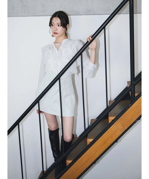 MERCURYDUO（マーキュリーデュオ）の「シフォンロングスリーブラッフルブラウス（シャツ/ブラウス・レディース・オフホワイト/ライトブルー/ベビーピンク/その他1・FREE）」の18枚目の写真