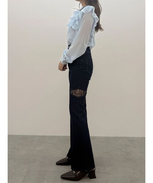 MERCURYDUO（マーキュリーデュオ）の「シフォンロングスリーブラッフルブラウス（シャツ/ブラウス・レディース・オフホワイト/ライトブルー/ベビーピンク/その他1・FREE）」の5枚目の写真