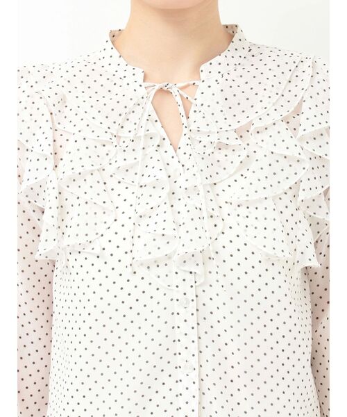 MERCURYDUO（マーキュリーデュオ）の「シフォンロングスリーブラッフルブラウス（シャツ/ブラウス・レディース・オフホワイト/ライトブルー/ベビーピンク/その他1・FREE）」の9枚目の写真