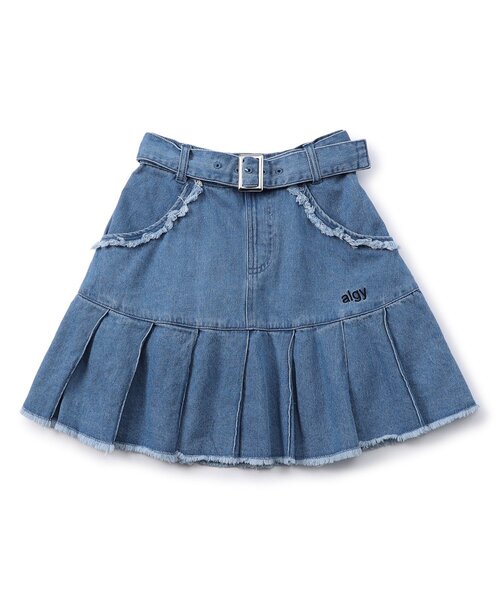 デニムプリーツスカパン_セットアップ可（デニムスカート）｜algy