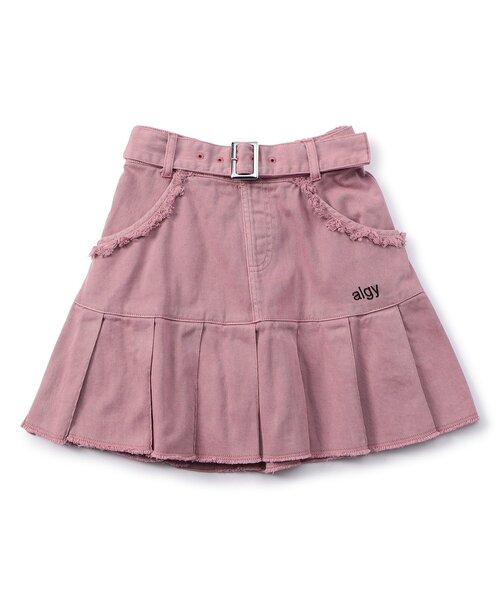 algy（アルジー）の「デニムプリーツスカパン_セットアップ可（デニムスカート・キッズ・ピンク/サックスブルー/グレー・130/140/150/160）」の3枚目の写真