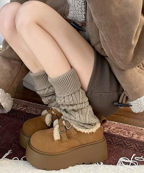 Miniministore(ミニミニストア)の「ダブルベルトボアムートンシューズ 厚底靴(ブーツ・レディース・キャメル/ブラウン・23.0cm/24.5cm/24.0cm/23.5cm/22.5cm)」の7枚目の写真
