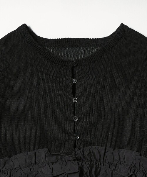 新品未使用　タグ付き　Monégal 半袖ニット フリル付き ブラック リンクスボタニカル 半袖ニットTシャツ｜ニット｜ニコル公式通販サイト