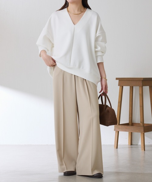 COLLAGE GALLARDAGALANTE(コラージュガリャルダガランテ)の「ポンチVカットプルオーバー/セットアップ可/WEB限定(Tシャツ/カットソー・レディース・ホワイト/チャコールグレー/ブラック・FREE)」の15枚目の写真