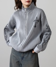 BIKE STAR（バイクスター）の「BIKE STAR 二重白編みトライバルニットブルゾン（ブルゾン）」