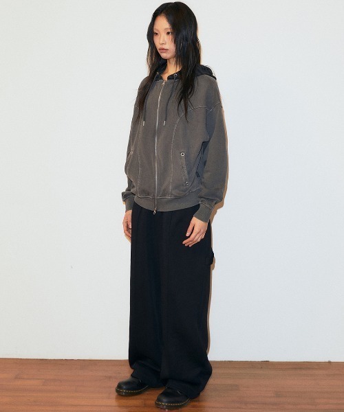 MAHAGRID(マハグリッド)の「mahagrid 『mahagrid/マハグリッド』 Pigment Stripe Mix Zip-Up Hoodie/ピグメントストライプミックスジップアップパーカー(パーカー・レディース・チャコールグレー/パープル・FREE)」の5枚目の写真