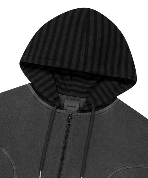 MAHAGRID(マハグリッド)の「mahagrid 『mahagrid/マハグリッド』 Pigment Stripe Mix Zip-Up Hoodie/ピグメントストライプミックスジップアップパーカー(パーカー・レディース・チャコールグレー/パープル・FREE)」の16枚目の写真