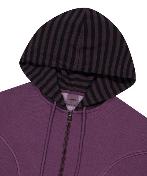 MAHAGRID(マハグリッド)の「mahagrid 『mahagrid/マハグリッド』 Pigment Stripe Mix Zip-Up Hoodie/ピグメントストライプミックスジップアップパーカー(パーカー・レディース・チャコールグレー/パープル・FREE)」の22枚目の写真