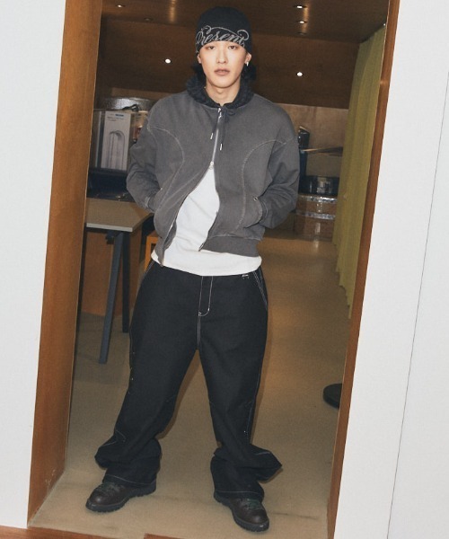 MAHAGRID(マハグリッド)の「mahagrid 『mahagrid/マハグリッド』 Pigment Stripe Mix Zip-Up Hoodie/ピグメントストライプミックスジップアップパーカー(パーカー・レディース・チャコールグレー/パープル・FREE)」の7枚目の写真