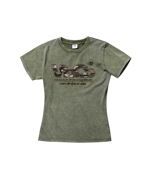 VENHIT（ベンヒット）の「MRT アプリケウォッシュドスリムフィット半袖Tシャツ（Tシャツ/カットソー・レディース・ブラック/グレー/カーキ・SMALL/MEDIUM/LARGE）」の3枚目の写真