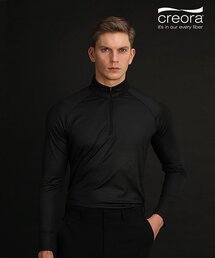 ゴルフウェア ATB ハーフジップ長袖Tシャツ (ブラック)