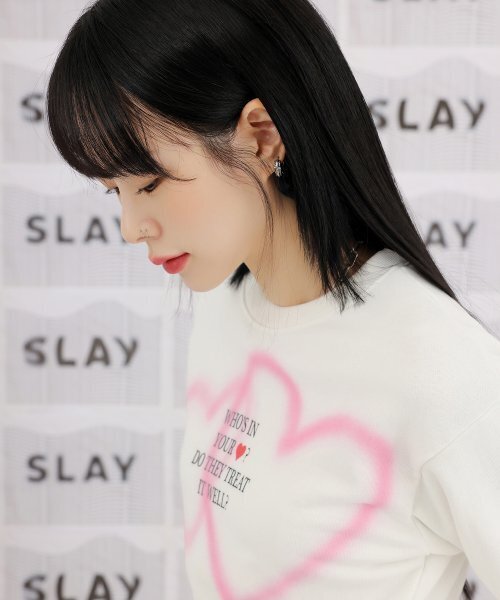 HIGH SCHOOL DISCO(ハイスクールディスコ)の「DOUBLE HEART SPRAYED SWEATSHIRTS(スウェット・レディース・その他・FREE)」の8枚目の写真