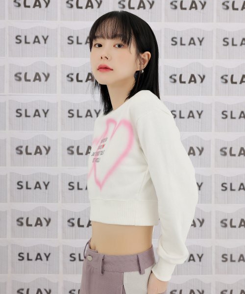 HIGH SCHOOL DISCO(ハイスクールディスコ)の「DOUBLE HEART SPRAYED SWEATSHIRTS(スウェット・レディース・その他・FREE)」の9枚目の写真