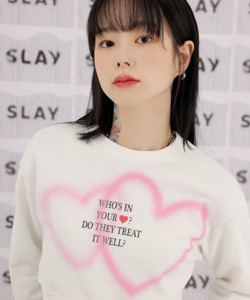 HIGH SCHOOL DISCO(ハイスクールディスコ)の「DOUBLE HEART SPRAYED SWEATSHIRTS(スウェット・レディース・その他・FREE)」の10枚目の写真