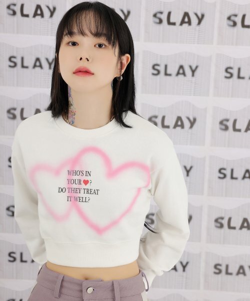 HIGH SCHOOL DISCO(ハイスクールディスコ)の「DOUBLE HEART SPRAYED SWEATSHIRTS(スウェット・レディース・その他・FREE)」の11枚目の写真