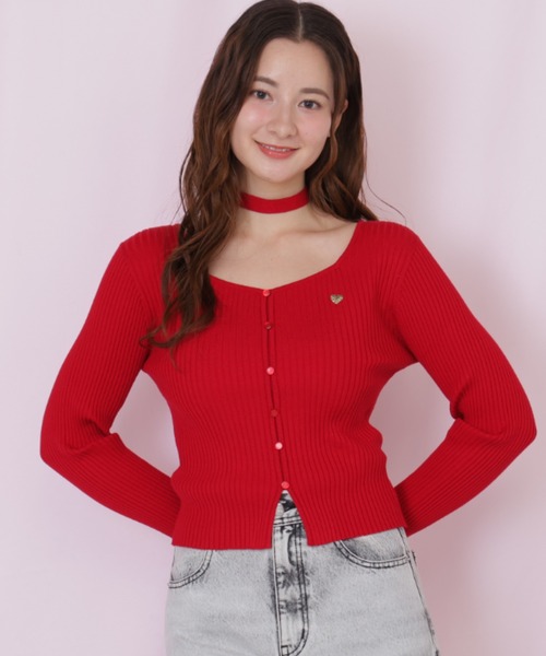 JILL by JILL STUART(ジルバイジルスチュアート)の「チョーカー付きスクエアニット(ニット/セーター・レディース・グレー/レッド/ホワイト/ブラック・FREE)」の4枚目の写真