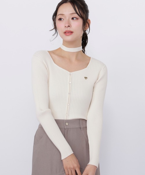 JILL by JILL STUART(ジルバイジルスチュアート)の「チョーカー付きスクエアニット(ニット/セーター・レディース・グレー/レッド/ホワイト/ブラック・FREE)」の15枚目の写真