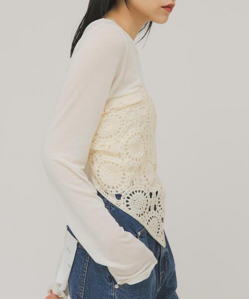 KBF（ケイビーエフ）の「タックドレープロンTEE（Tシャツ/カットソー・レディース・ピンク/ブラウン/アイボリー・ONE）」の4枚目の写真