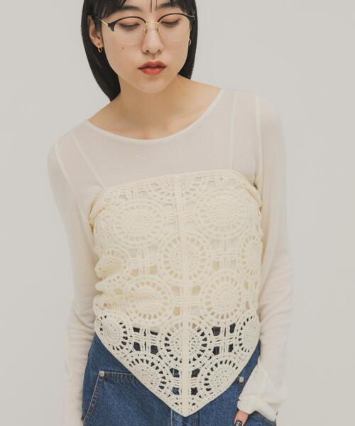 KBF（ケイビーエフ）の「タックドレープロンTEE（Tシャツ/カットソー・レディース・ピンク/ブラウン/アイボリー・ONE）」の5枚目の写真