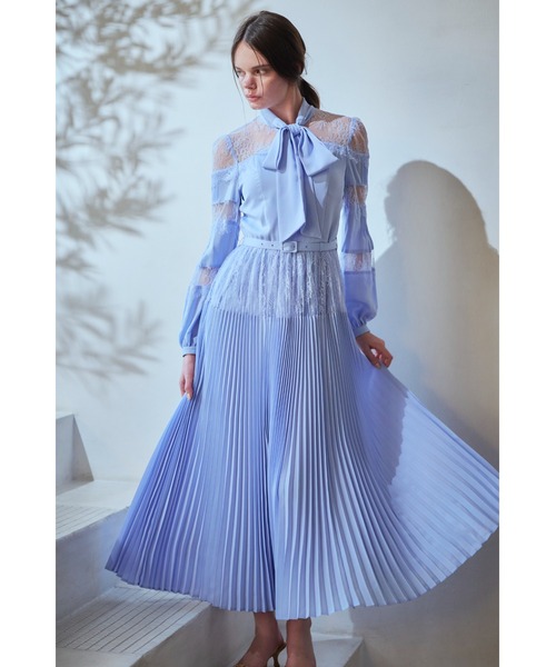 Estella.K(エステラケー)の「Frances Lace Dress スカラップレースタイドレス(ワンピース・レディース・ネイビー/サックスブルー/オフホワイト・FREE)」の21枚目の写真