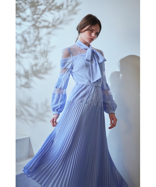 Estella.K(エステラケー)の「Frances Lace Dress スカラップレースタイドレス(ワンピース・レディース・ネイビー/サックスブルー/オフホワイト・FREE)」の14枚目の写真