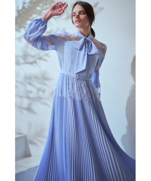 Estella.K(エステラケー)の「Frances Lace Dress スカラップレースタイドレス(ワンピース・レディース・ネイビー/サックスブルー/オフホワイト・FREE)」の18枚目の写真