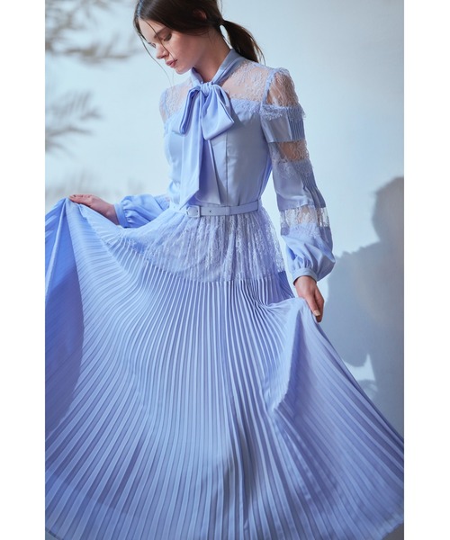 Estella.K(エステラケー)の「Frances Lace Dress スカラップレースタイドレス(ワンピース・レディース・ネイビー/サックスブルー/オフホワイト・FREE)」の17枚目の写真