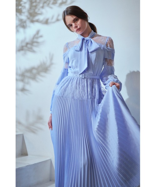 Estella.K(エステラケー)の「Frances Lace Dress スカラップレースタイドレス(ワンピース・レディース・ネイビー/サックスブルー/オフホワイト・FREE)」の6枚目の写真