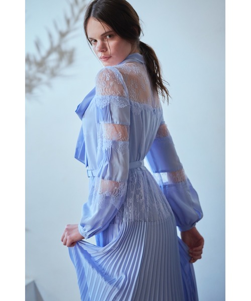 Estella.K(エステラケー)の「Frances Lace Dress スカラップレースタイドレス(ワンピース・レディース・ネイビー/サックスブルー/オフホワイト・FREE)」の8枚目の写真