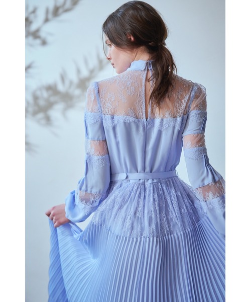Estella.K(エステラケー)の「Frances Lace Dress スカラップレースタイドレス(ワンピース・レディース・ネイビー/サックスブルー/オフホワイト・FREE)」の16枚目の写真